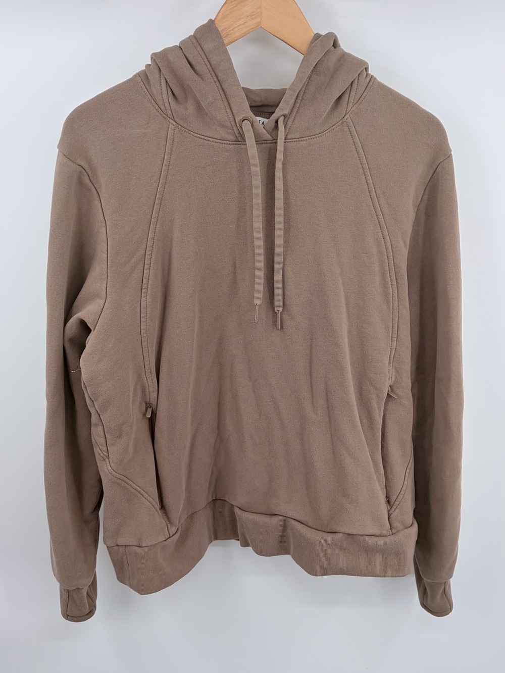 Athleta retro plush revive hoodie tan brown women’s L loungewear comfort